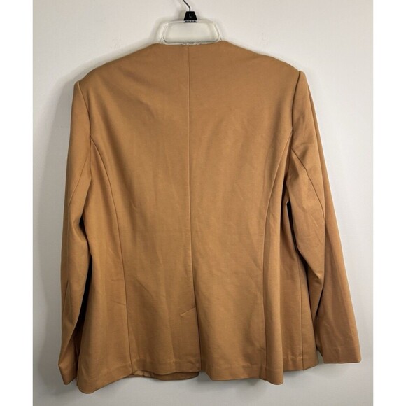 LANE BRYANT The Bryant Blazer 16 Camel Ponte Knit Gold Button Preppy Classic - Picture 2 of 16
